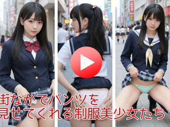 【エロ漫画】【動画】街なかでパンツを見せてくれる制服美少女たち