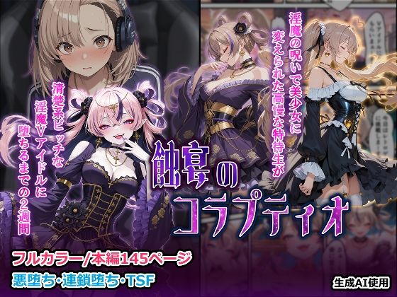 【エロ漫画】蝕宴のコラプティオ  淫魔の呪いで美少女に変えられた高慢な特待生が、清楚系ビッチな淫魔Vアイドルに堕ちるまでの2週間