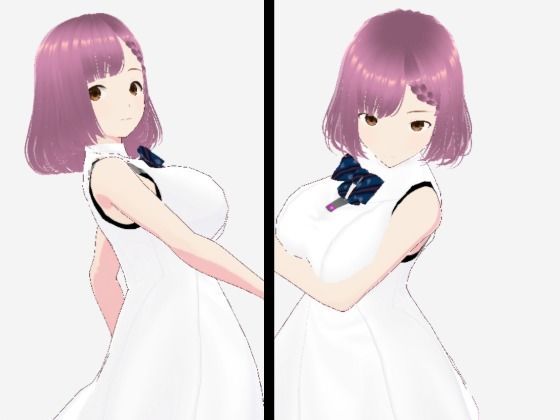 【エロ漫画】白いワンピース姿に薄いパープルヘアのお姉さん（セリフなし  3DCGモデル  イラスト集）