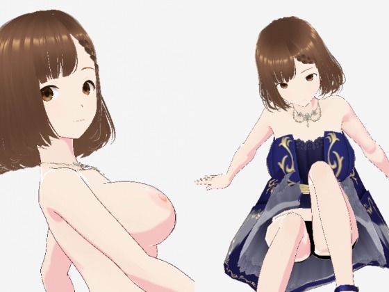 【エロ漫画】青いドレスを着た巨乳のお姉さん（セリフなし  3DCGモデル  イラスト集）