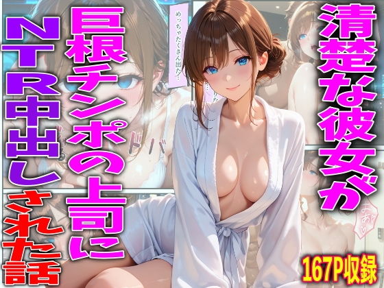 【エロ漫画】清楚な彼女が巨根チンポの上司にNTR中出しされた話